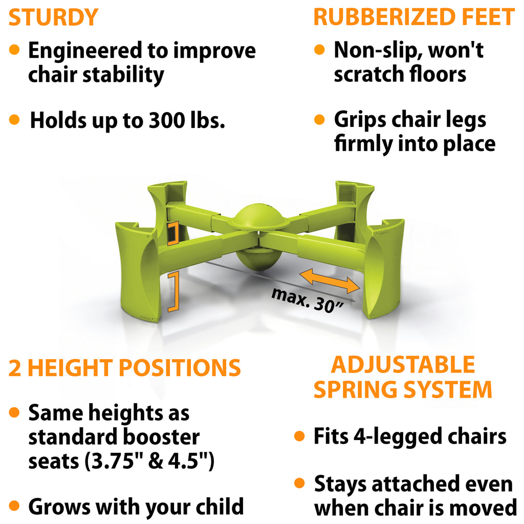 Green - KABOOST Booster Seat - Goes Under the Chair